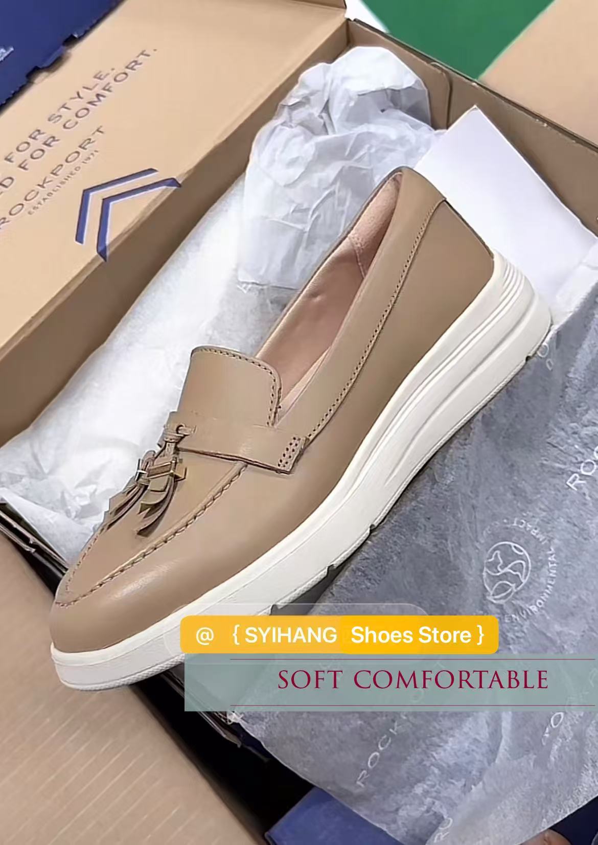 Rockport women's Ultra-Light Comfortable Casual Loafers in British Style(second-hand)