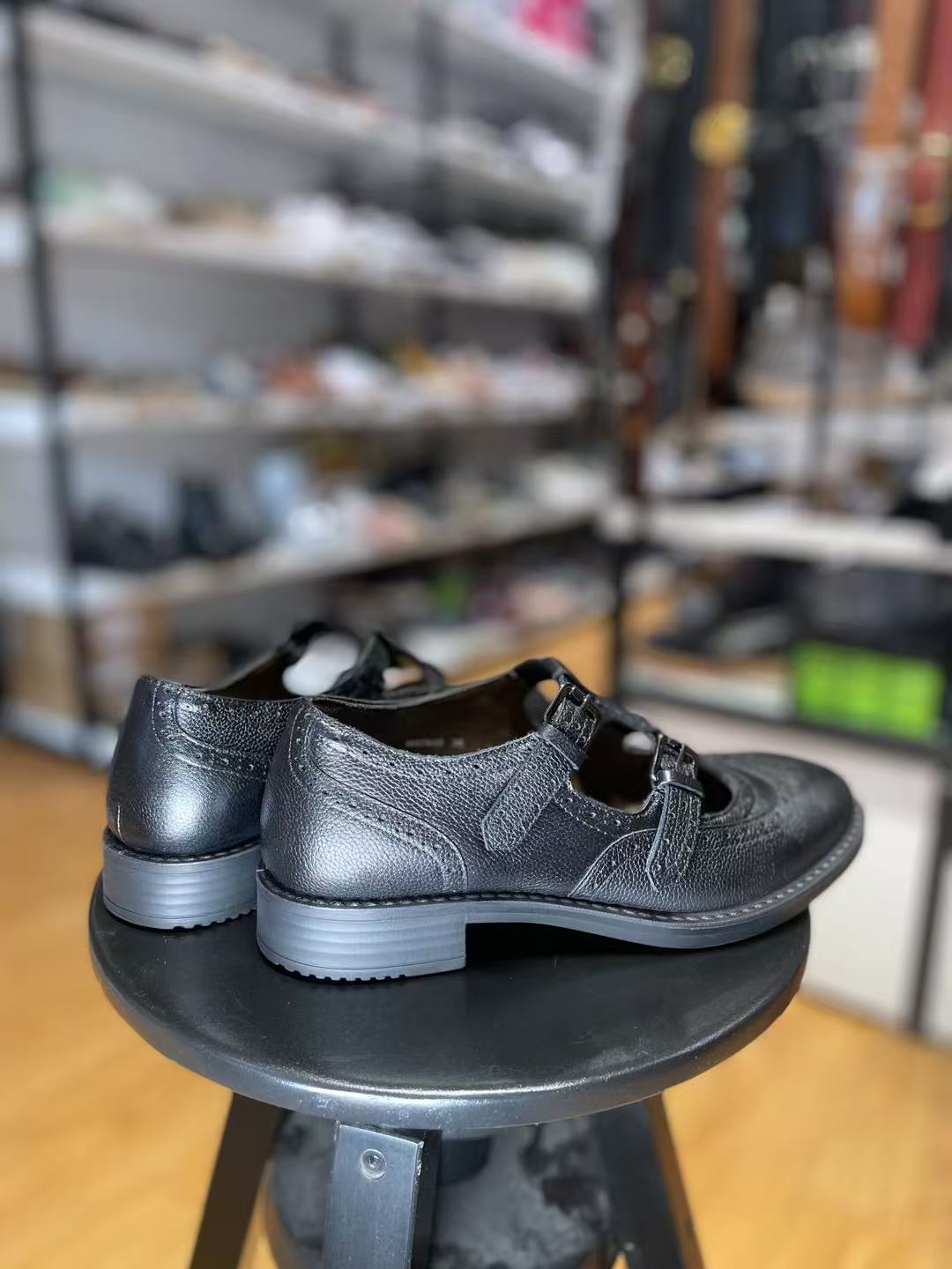 High quality vintage women's leather flats shoes